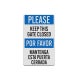 Bilingual Keep This Gate Closed Aluminum Sign (Diamond Reflective)