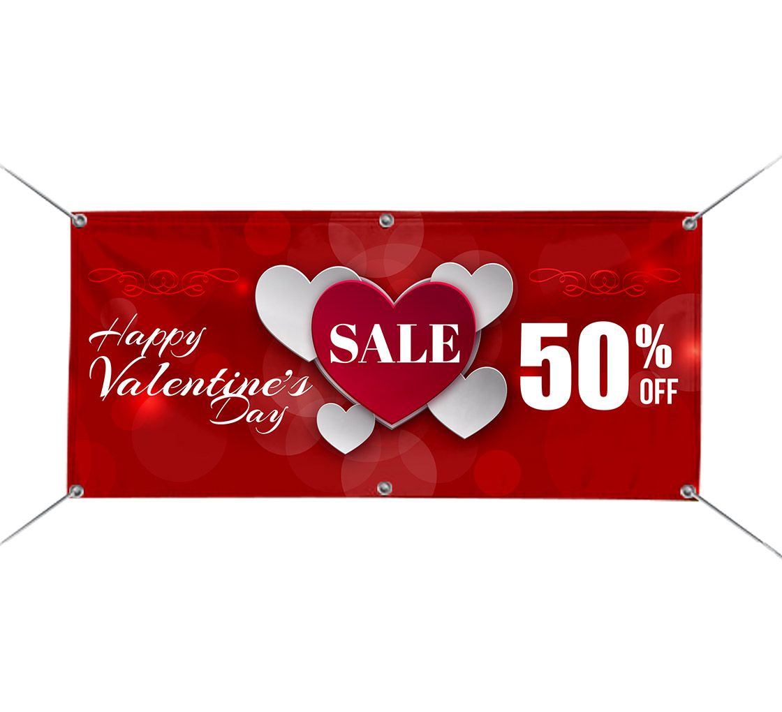 Happy Valentine'S Day Hearts DECAL STICKER Retail Store Sign 