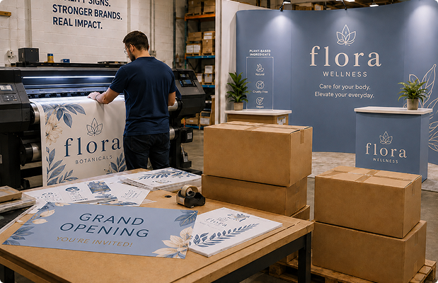 Wide-format printer running in the Best of Signs production facility