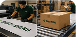 Team packing signage boxes for rush fulfillment